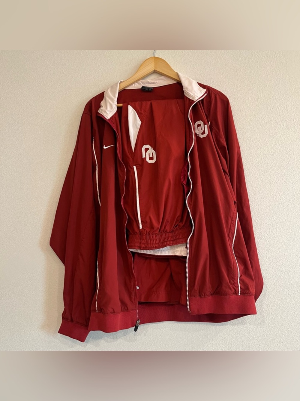 Vintage Nike Oklahoma Sooners Red Tracksuit Sweat Set Size Large